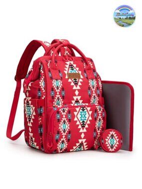Wrangler Aztec Diaper Bag Backpack Travel Canvas Multi-Function Baby Bags